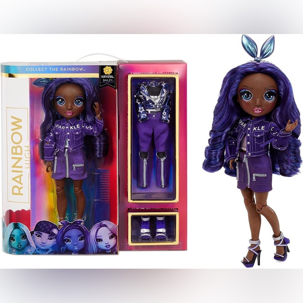 NEW IN BOX Rainbow High Doll Krystal Bailey Dark Purple Fashion Doll